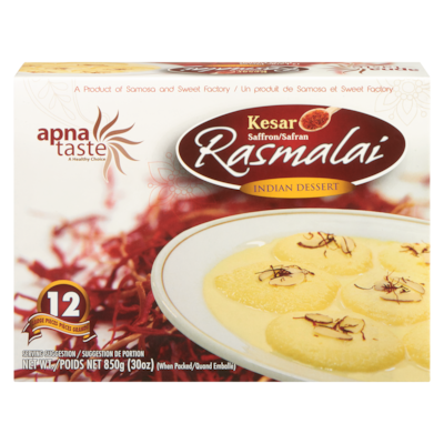Apna Taste Indian Dessert Kesar Saffron Rasmalai 850 g, $1.29/100g