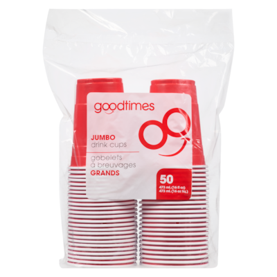 Goodtimes Drink Cups Jumbo 473 Ml 50 ea, $0.12/1ea
