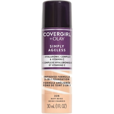 Simply Ageless 3-in-1 Liquid Foundation Infused with Hyaluronic Complex, Vitamin C and Niacinamide - Hydrating Formula, 100% Cruelty-Free