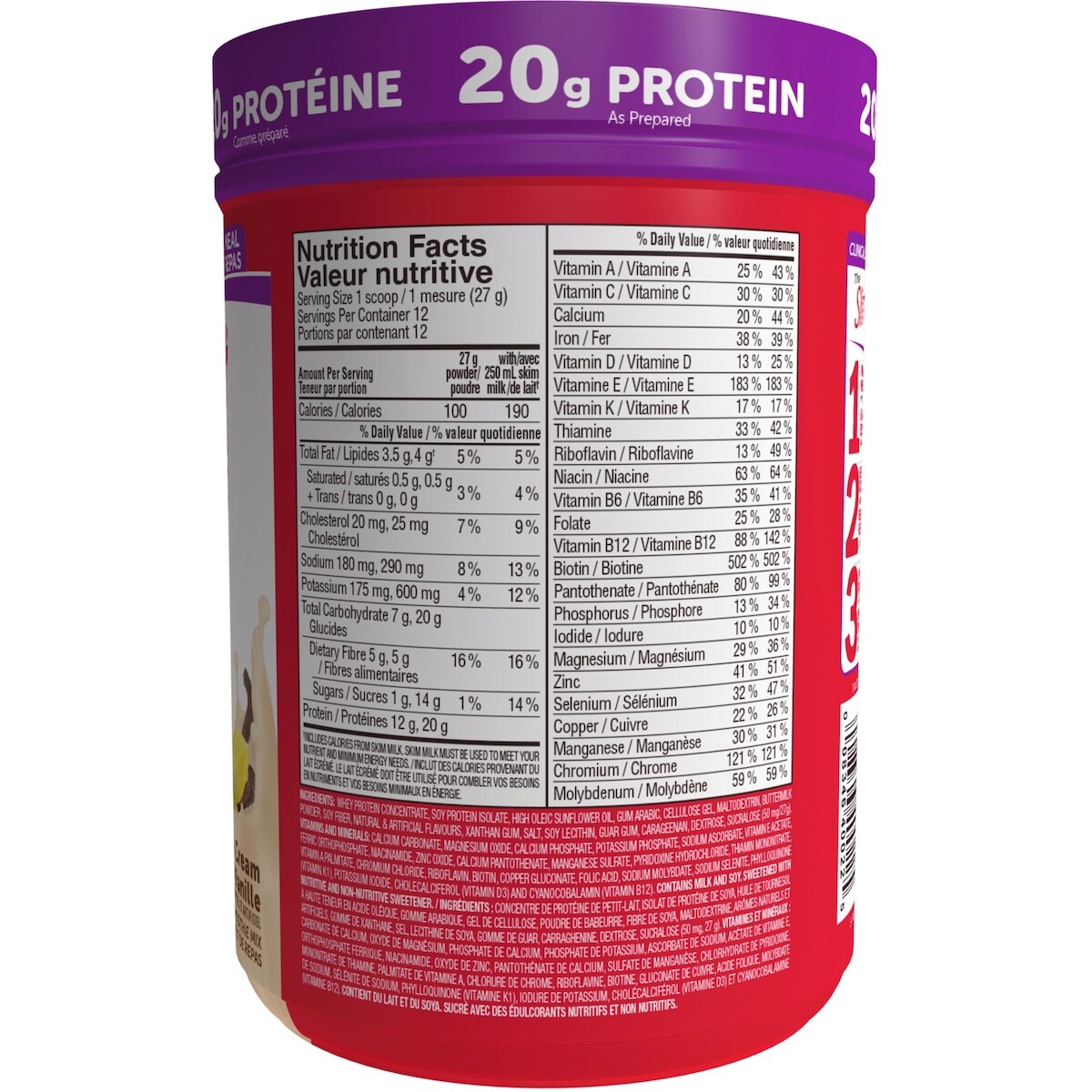 Mélange secoué pour substituts de repas en poudre Advanced Smoothie avec 20 g de protéines, 5 g de fibres plus 23 vitamines et minéraux