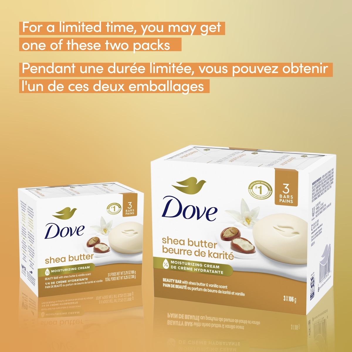 Dove Pampering Beauty Bar for healthy-looking skin Shea Butter and Warm Vanilla 106 g 3 count