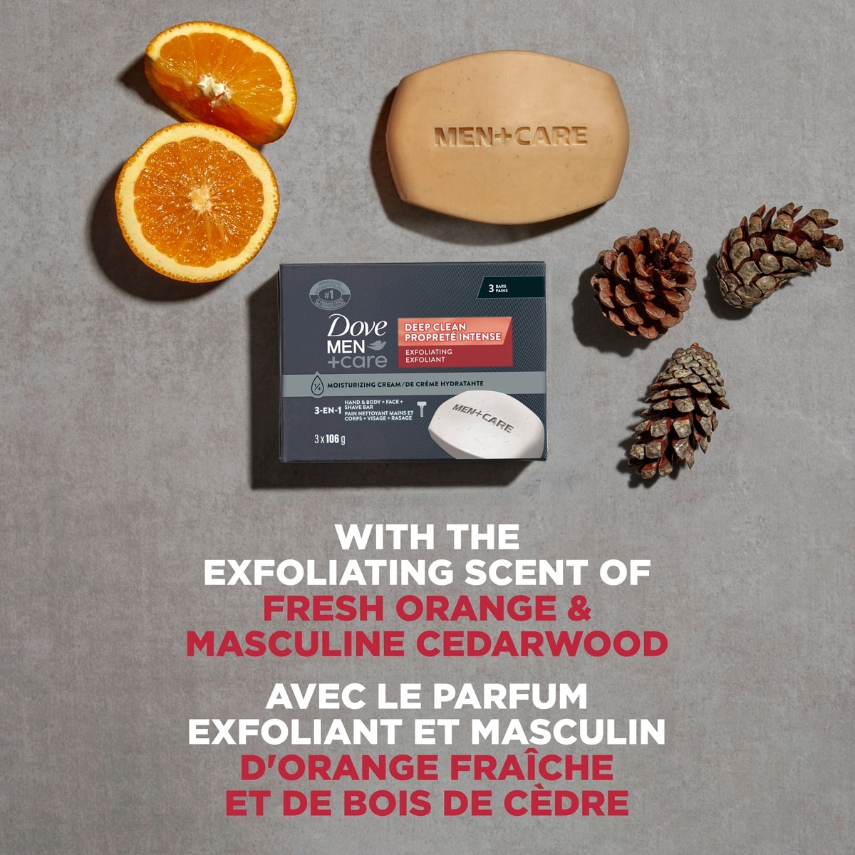 Dove Men+Care Body and Face Bar for healthy and strong skin Deep Clean ¼ moisturizing cream 106 g Pack of 3