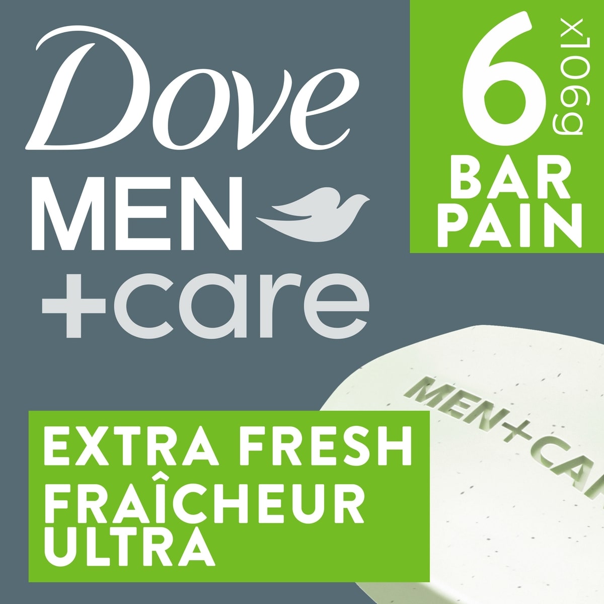 Dove Men+Care Body and Face Bar for Refreshed Skin Extra Fresh ¼ Moisturizing Cream 106 g 6 count