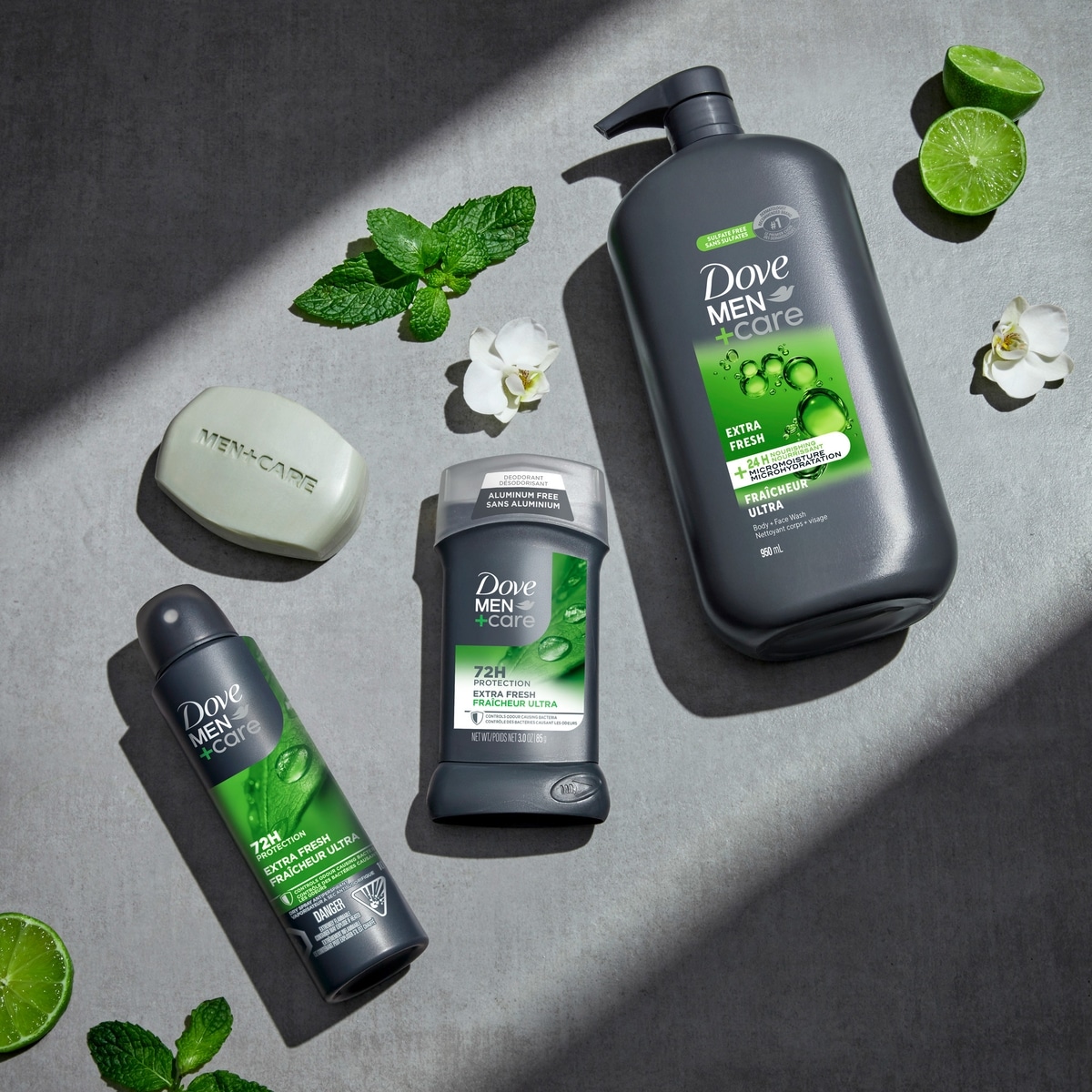 Dove Men+Care Body and Face Bar for Refreshed Skin Extra Fresh ¼ Moisturizing Cream 106 g 6 count