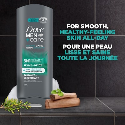 Men+Care Body and Face Wash with Tea Tree Oil, Invigorating Revive 3N1 with 24-Hour Nourishing Micromoisture Technology, 532 ml 5