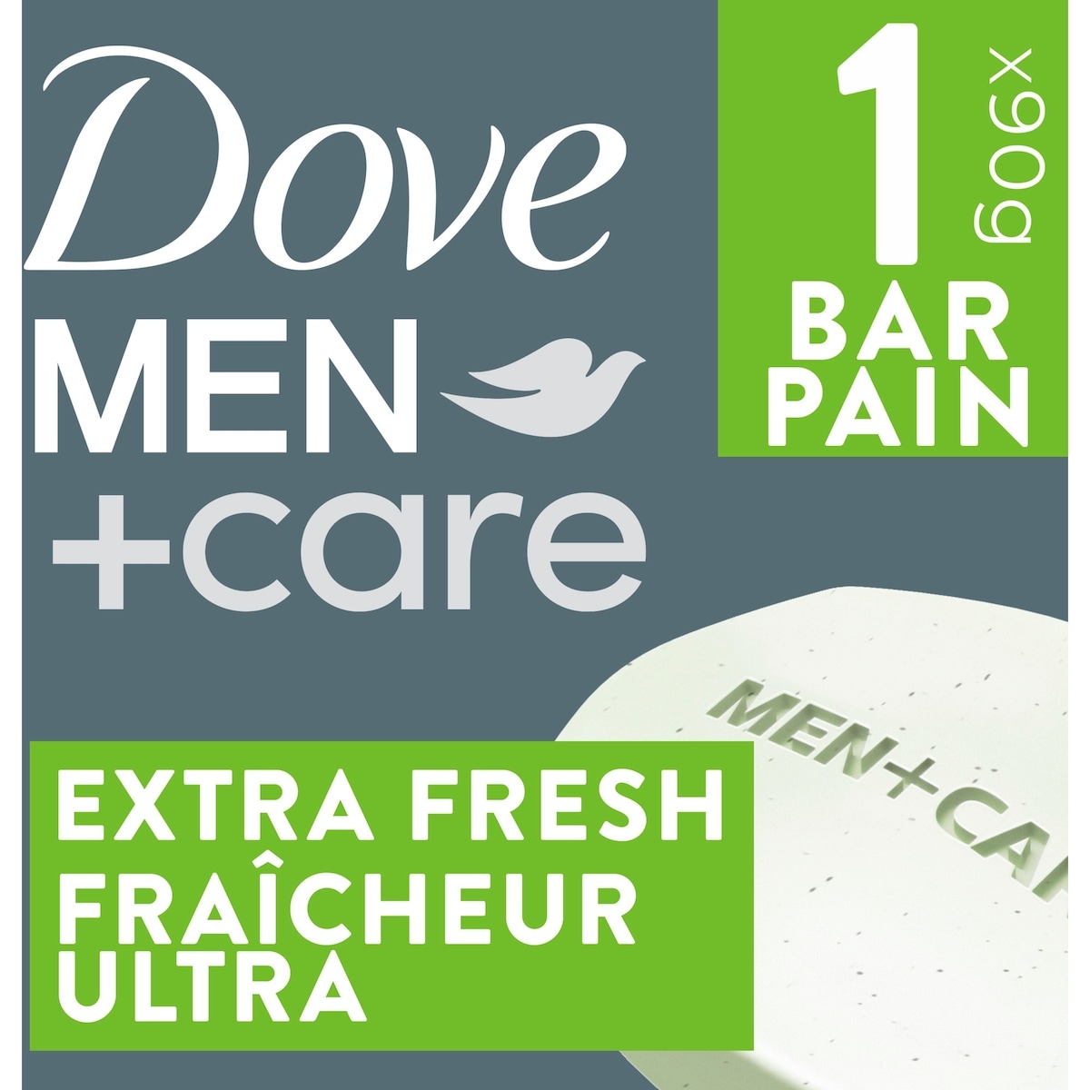 Dove Dove Men+Care Refreshing Extra Fresh Bar Soap Formulated for Men's Skin 3-N-1 Hand & Body + Face + Shave Bar Soap with ¼ Moisturizing Cream 90 g