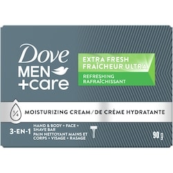 Men+Care Refreshing Extra Fresh Bar Soap Formulated for Men's Skin 3-N-1 Hand & Body + Face + Shave Bar Soap with ¼ Moisturizing Cream 3
