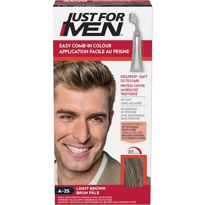 Easy Comb-In Color, Hair Coloring for Men with Comb Applicator - Light Brown, A-25