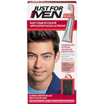 Easy Comb-In Color, Hair Coloring for Men with Comb Applicator - Darkest Brown/Black, A-50