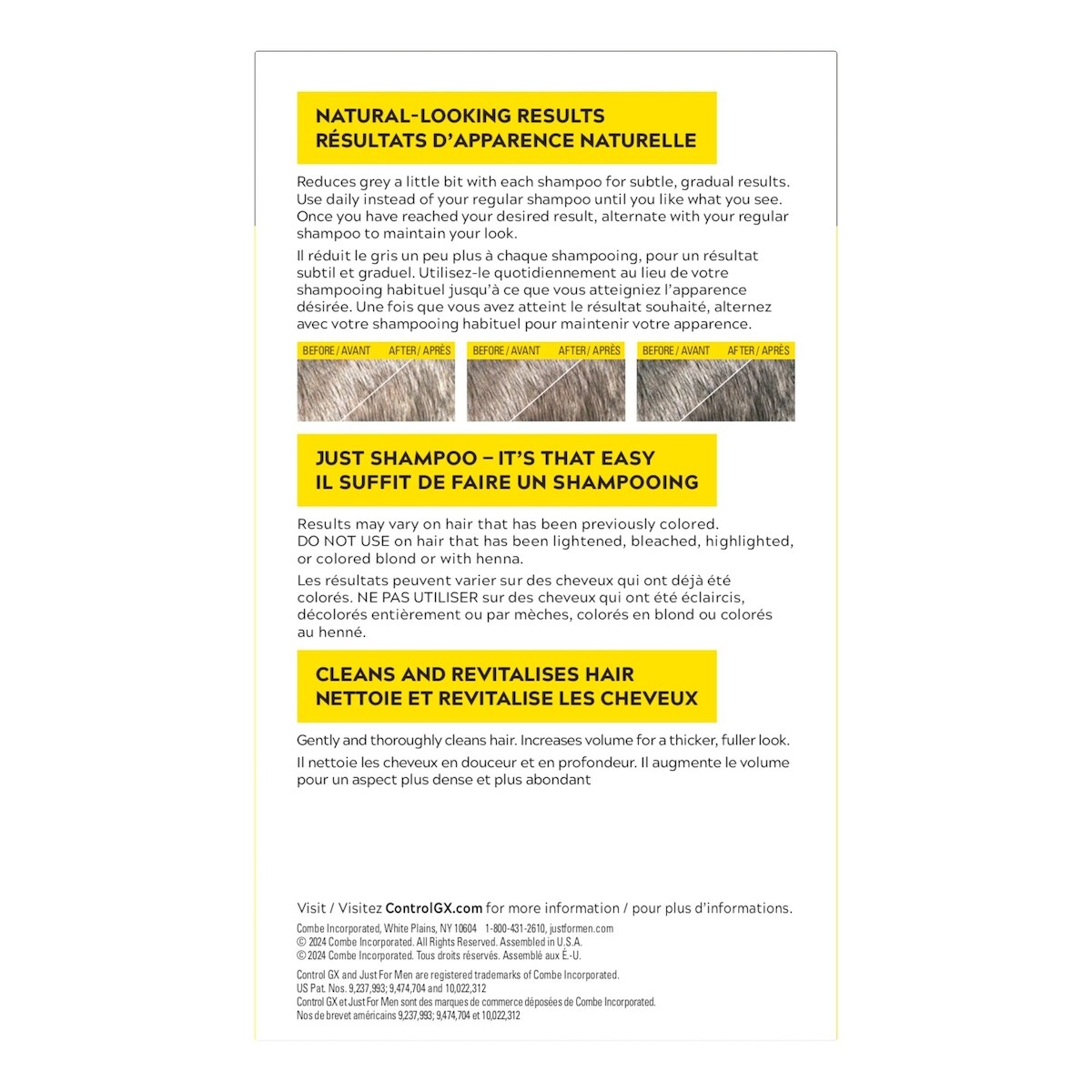 Shampooing réducteur de gris pour cheveux clairs Just For Men Control GX