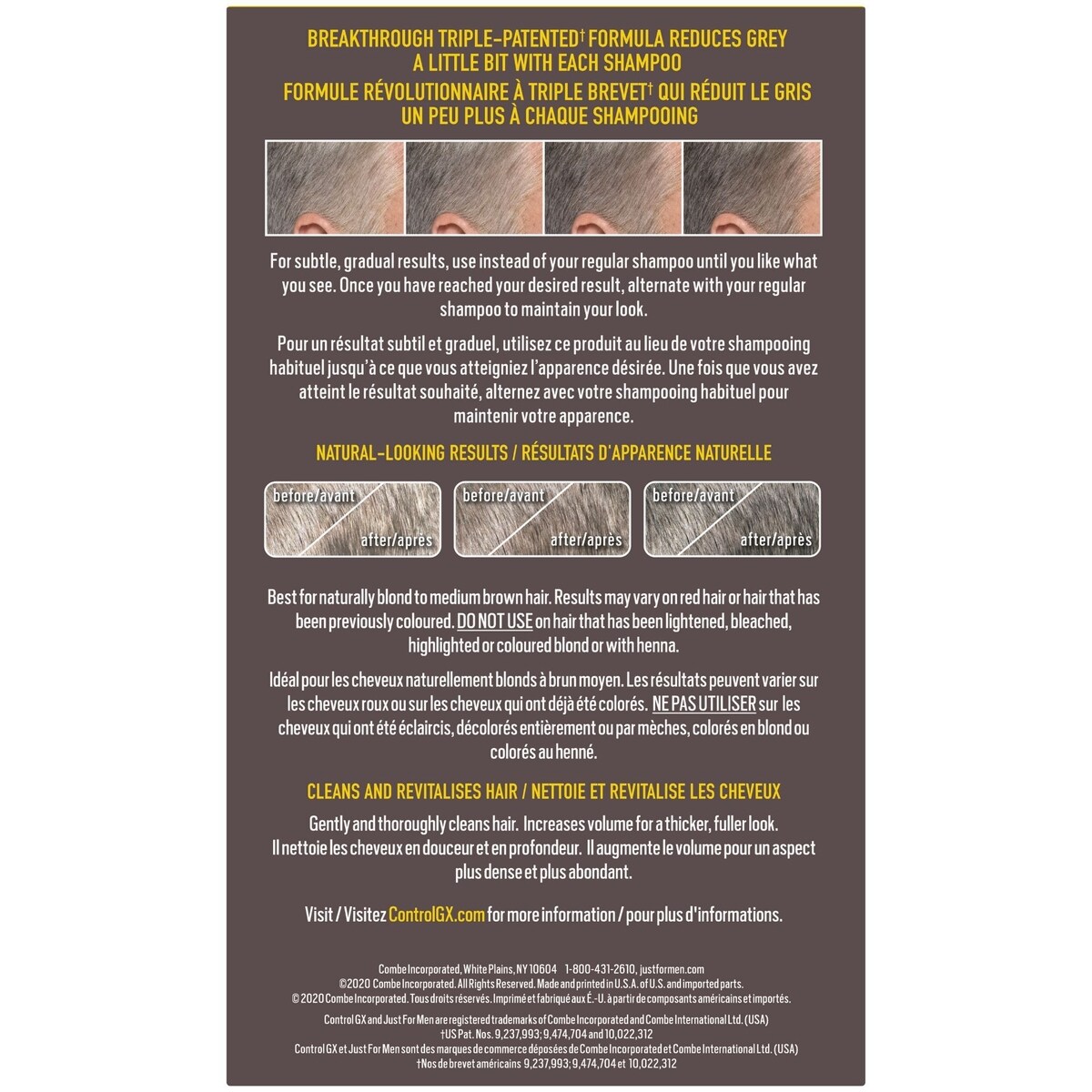 Just For Men Control GX Light Shades Grey Reducing Shampoo, For Lighter Shades of Hair