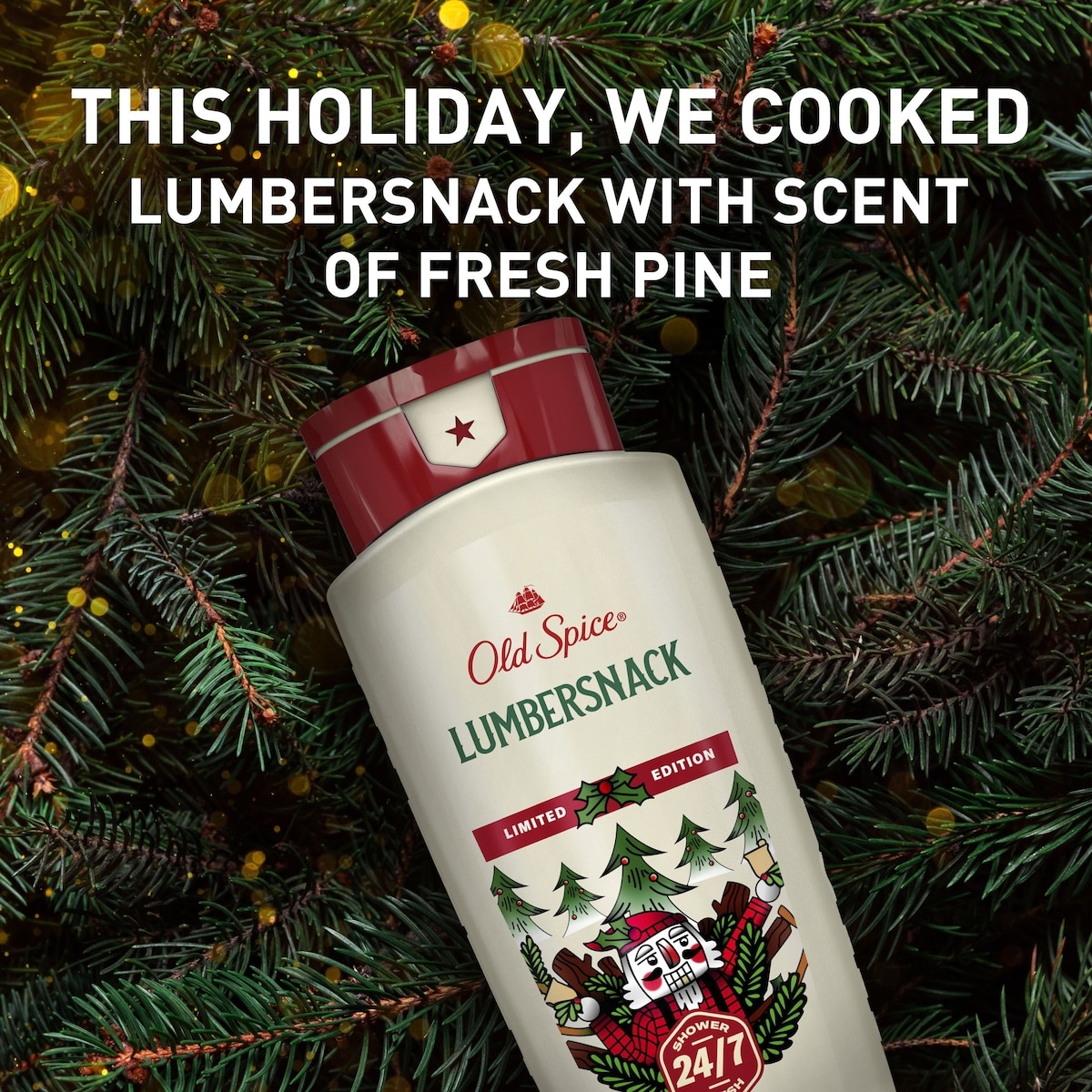 Body Wash for men, Holidudes Limited Edition, 24/7 Holiday Freshness, Lasting Scent and Rich Lather, Lumbersnack, Fresh Pine Scent, Stocking Stuffer, Holiday Gift, Seasonal Scent