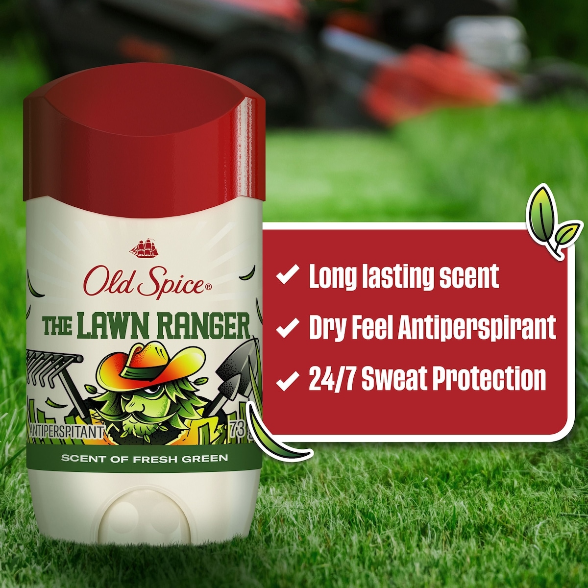 Antisudorifique pour hommes, Lawn Ranger, 73 g, parfum de gazon frais, longue durée, sensation sèche, protection contre la transpiration et les odeurs 24/7, édition saisonnière limitée