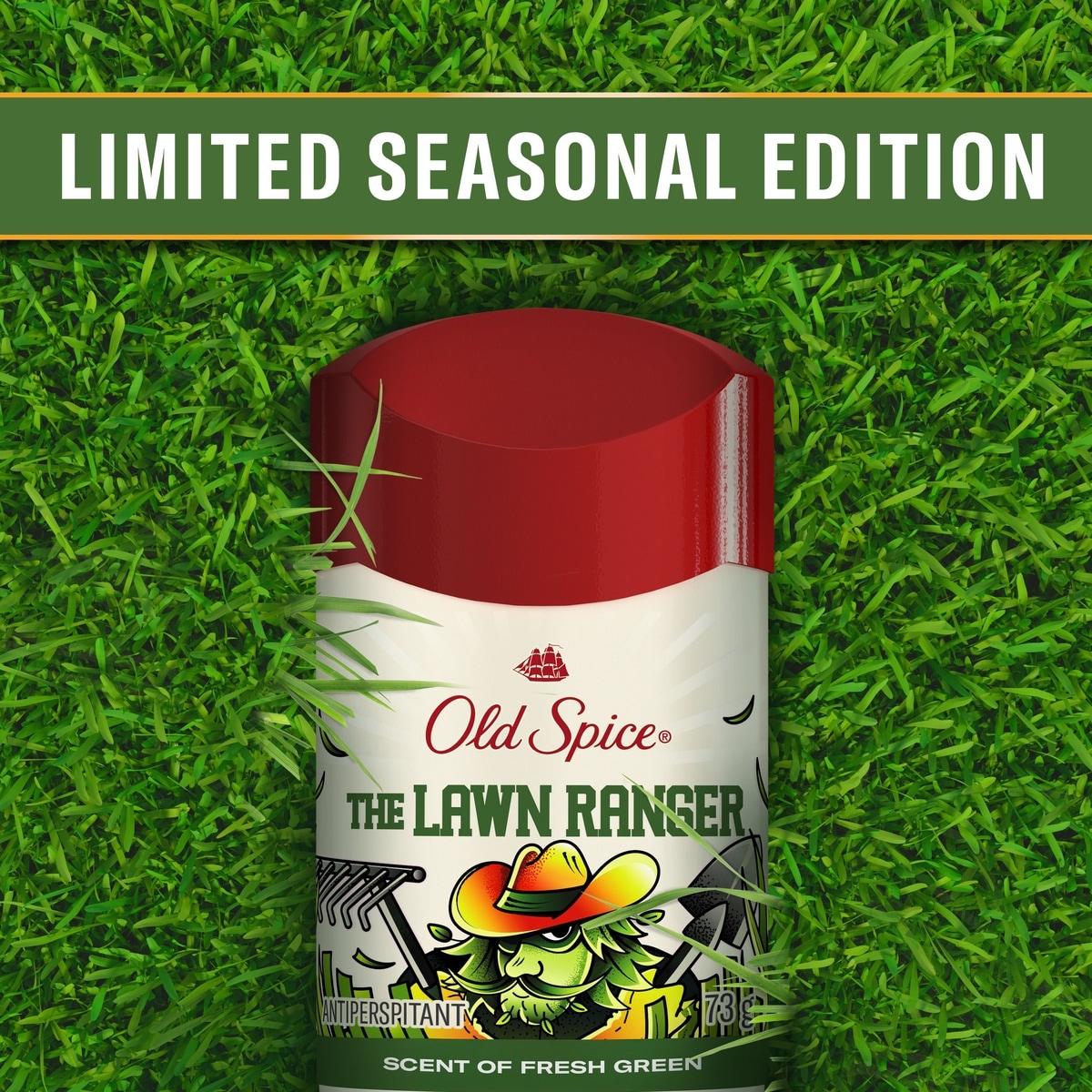Antisudorifique pour hommes, Lawn Ranger, 73 g, parfum de gazon frais, longue durée, sensation sèche, protection contre la transpiration et les odeurs 24/7, édition saisonnière limitée