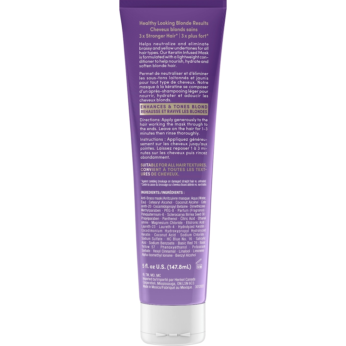 Schwarzkopf Keratin Blonde Anti Brass Purple Mask, 1 Application