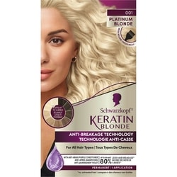 Keratin Blonde Hair Permanent Hair Colour Cream Platinum Blonde 001, Ultra Lightening Kit, 1 Application 1