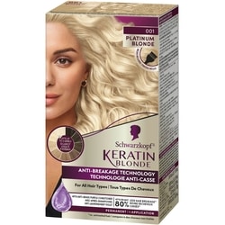 Keratin Blonde Hair Permanent Hair Colour Cream Platinum Blonde 001, Ultra Lightening Kit, 1 Application 2