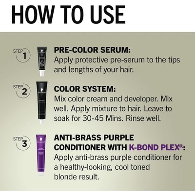 Keratin Blonde Hair Permanent Hair Colour Cream Platinum Blonde 001, Ultra Lightening Kit, 1 Application 6