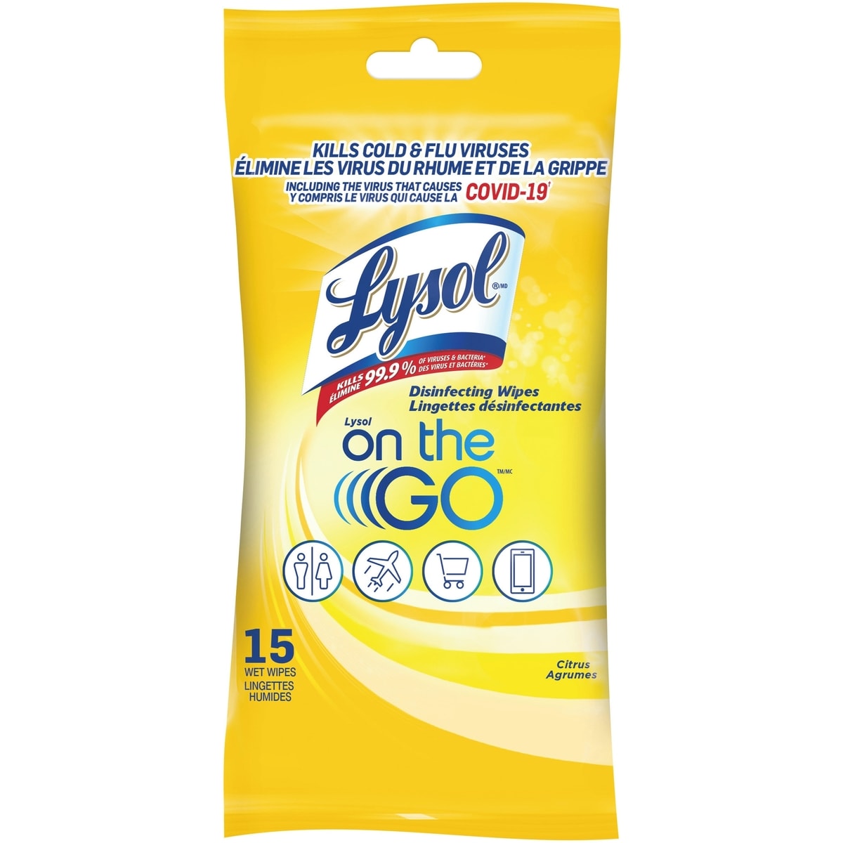 Les lingettes désinfectantes Lysol - Lysol Pour emporter - Agrumes 15 ct