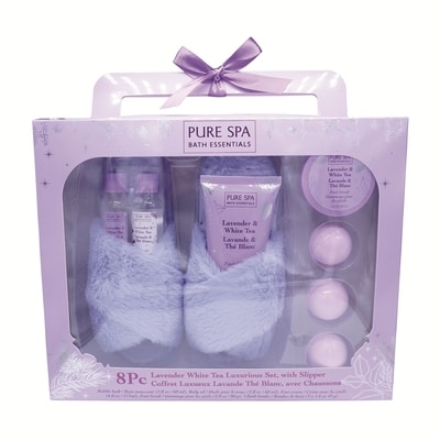 Lavendar White Tea Luxurious Set w/Slippers