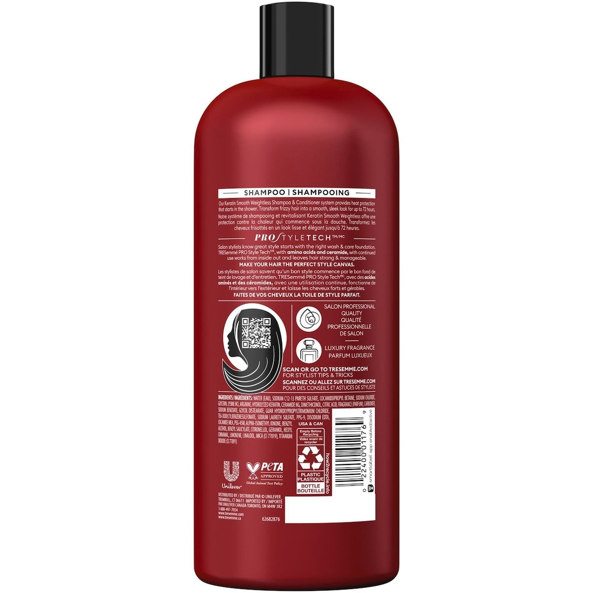 Shampooing pour cheveux frisottés TRESemmé Keratin Smooth Lamellar Discipline avec Technologie Pro Style