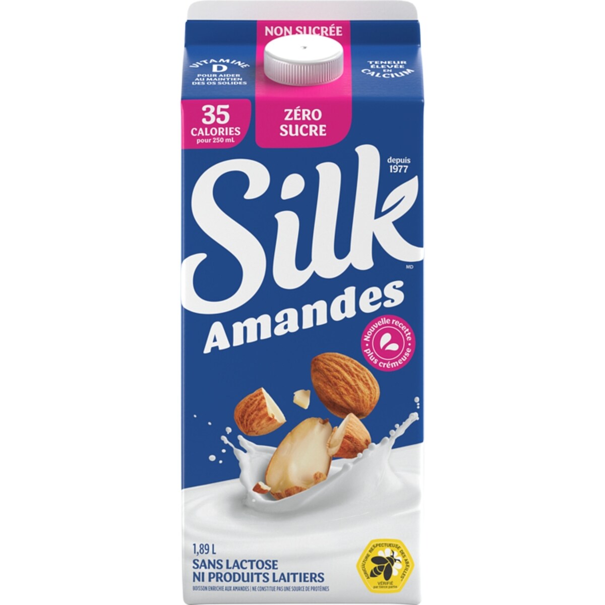 Boisson aux amandes , non sucrée, originale, sans produits laitiers