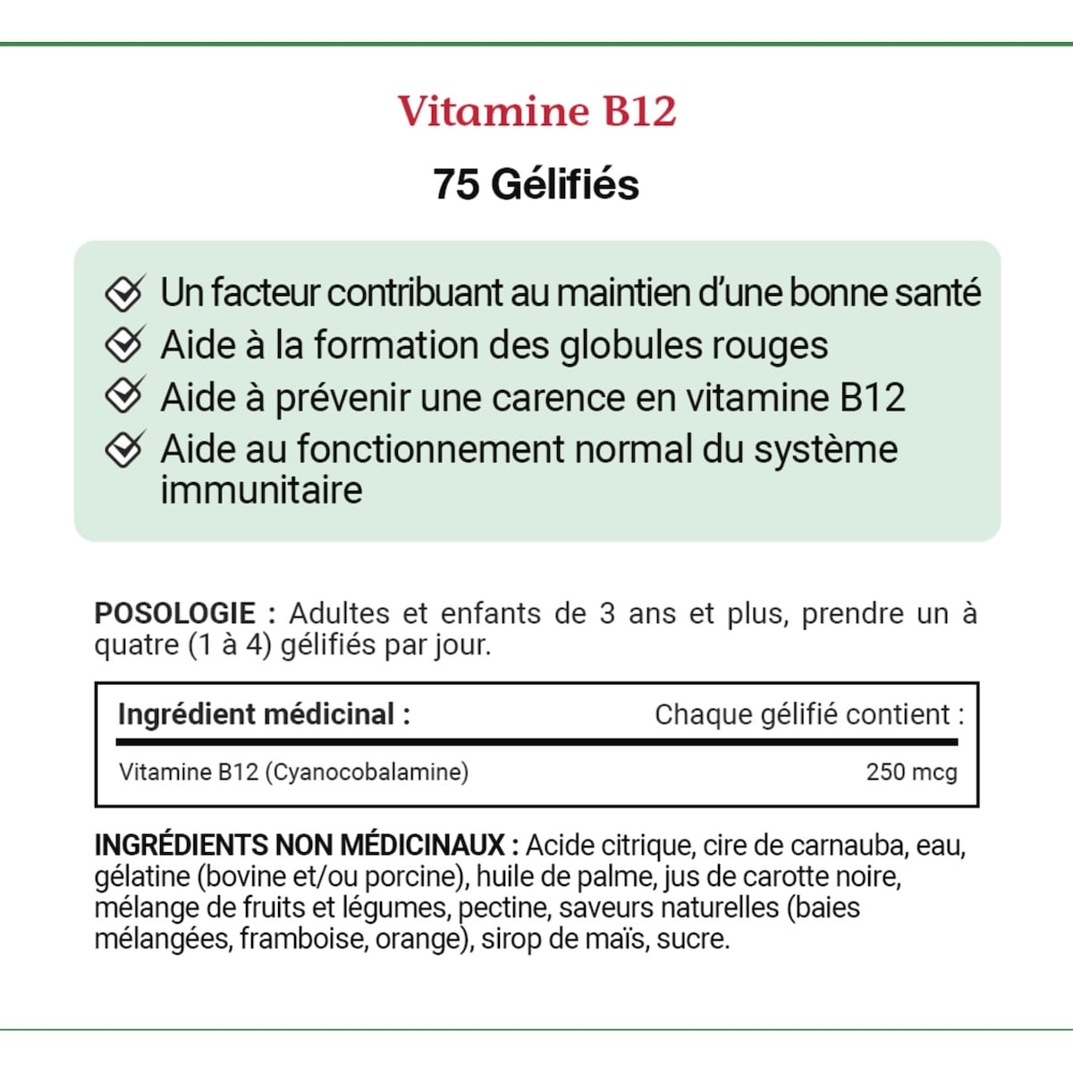 Vitamine B12, aide à maintenir une bonne santé