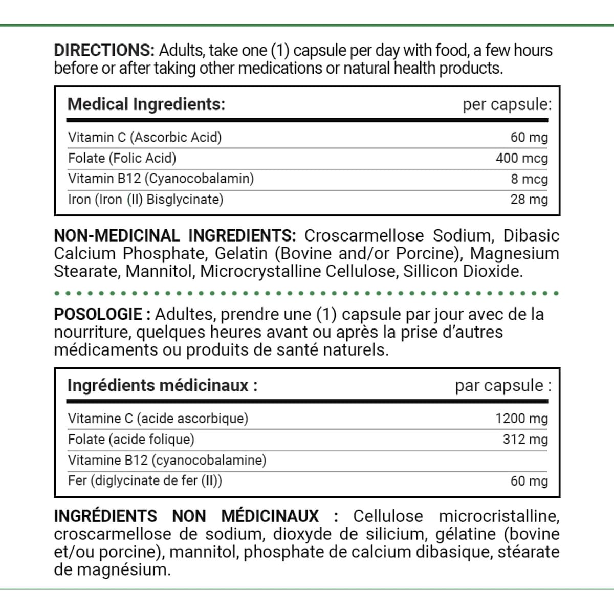 Fer doux, 28 mg, aide à prévenir l’anémie, caps.