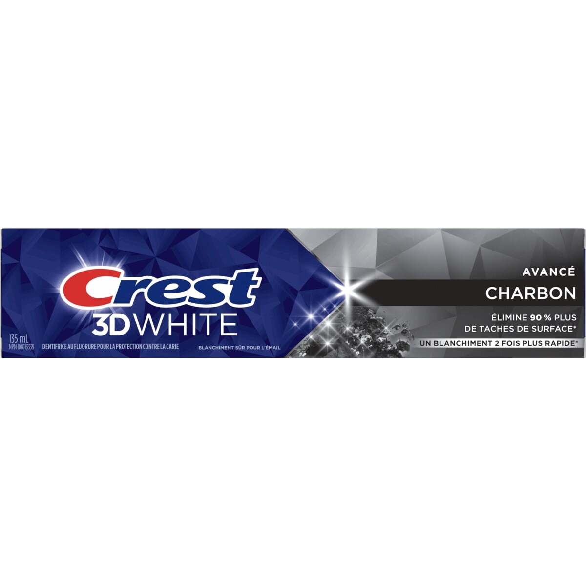 Dentifrice blanchissant Crest 3D White Avancé avec charbon, 135 mL