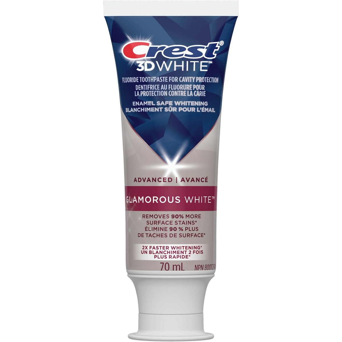 Crest 3D White Advanced Glamorous White, Teeth Whitening Toothpaste, 70 ml