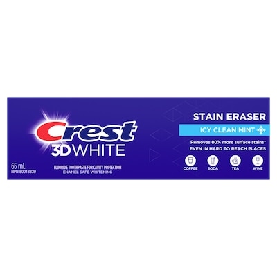 3D White Stain Eraser Teeth Whitening Toothpaste, Icy Clean Mint, 65 ml