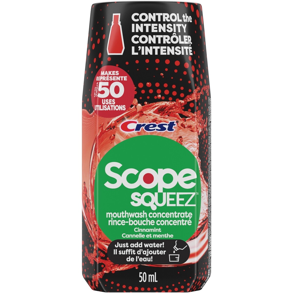 Scope Squeez Mouthwash Concentrate, Cinnamint Flavour, Equal Uses up to 1L Bottle *vs 1L Scope Outlast Mouthwash, Squeez to Control the Strength