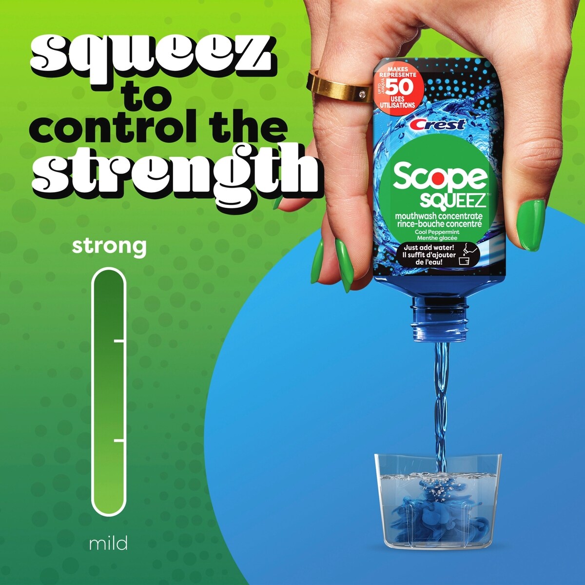 Scope Squeez Mouthwash Concentrate, Cool Peppermint Flavour, Equal Uses up to 1L Bottle *vs 1L Scope Outlast Mouthwash, Squeez to Control the Strength