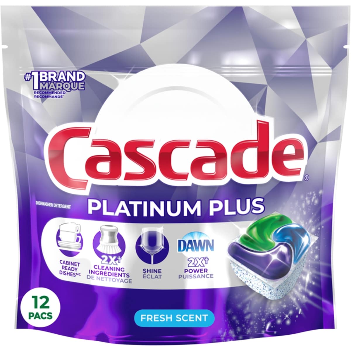 Platinum Plus Dishwasher Pods, Dish Detergent ActionPacs, Fresh, 12 Count
