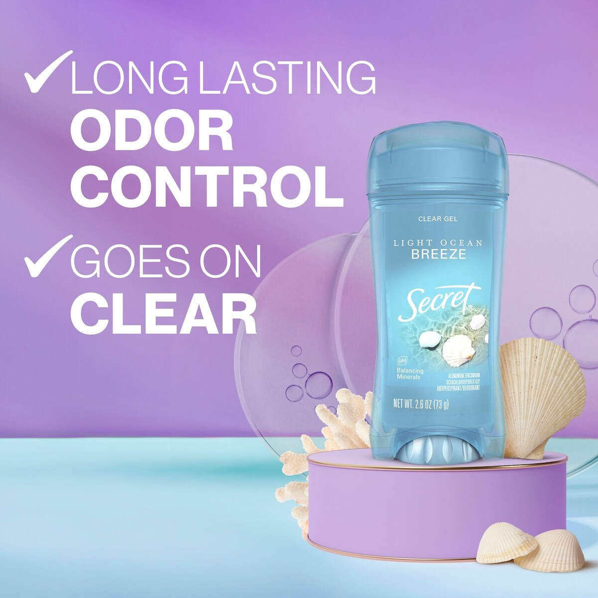 Antisudorifique et désodorisant gel clarté Fraîcheur pour femmes, parfum Brise marine