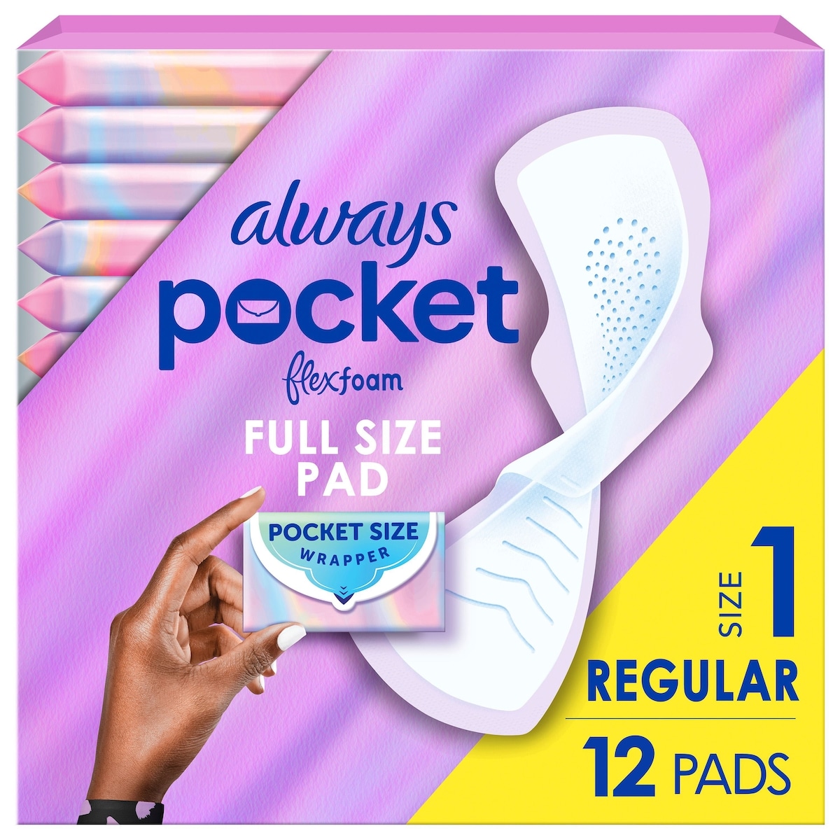 Pocket Feminine Pads with FlexFoam, Size 1, Regular, with Wings