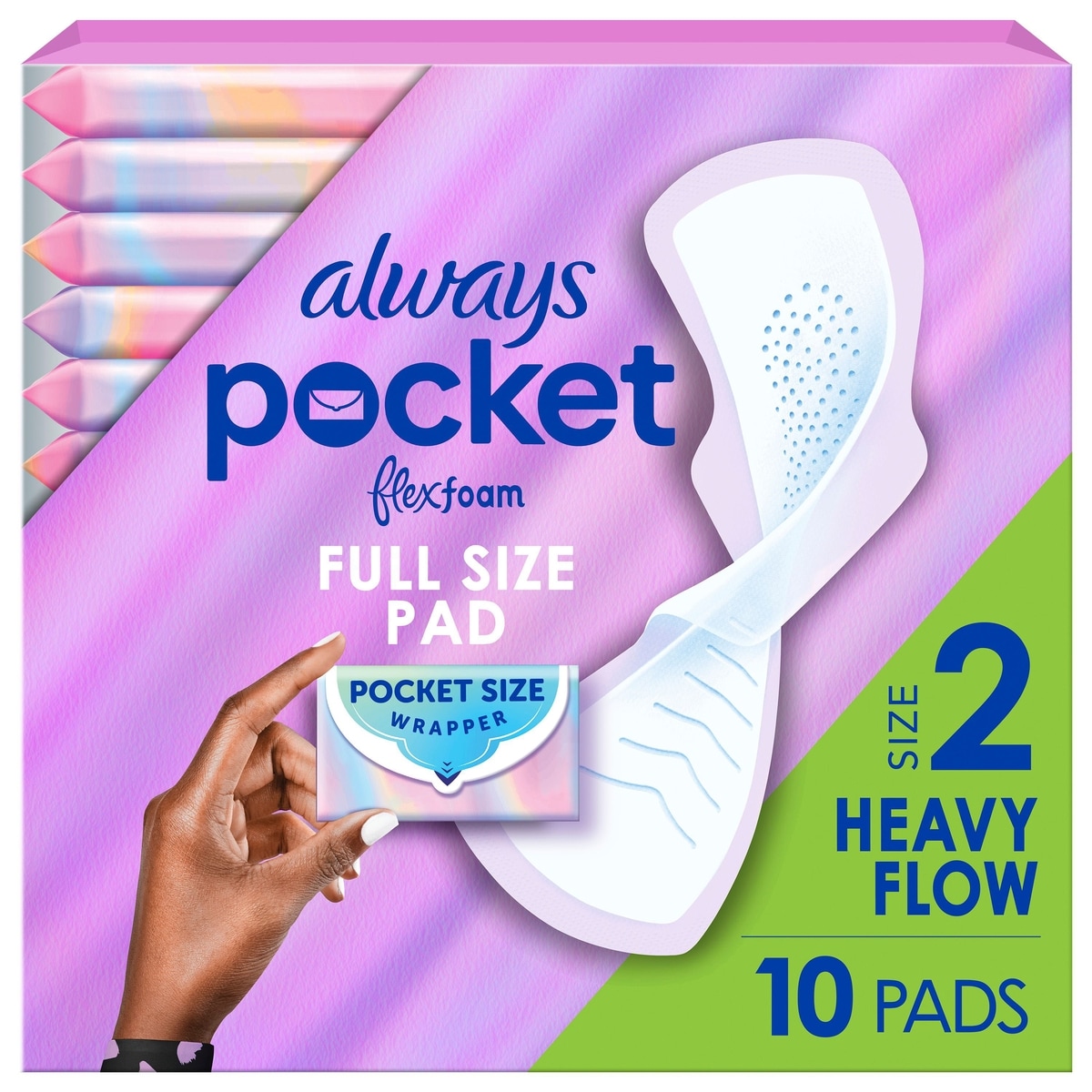 Pocket Feminine Pads with FlexFoam, Size 2, Heavy Flow, with Wings