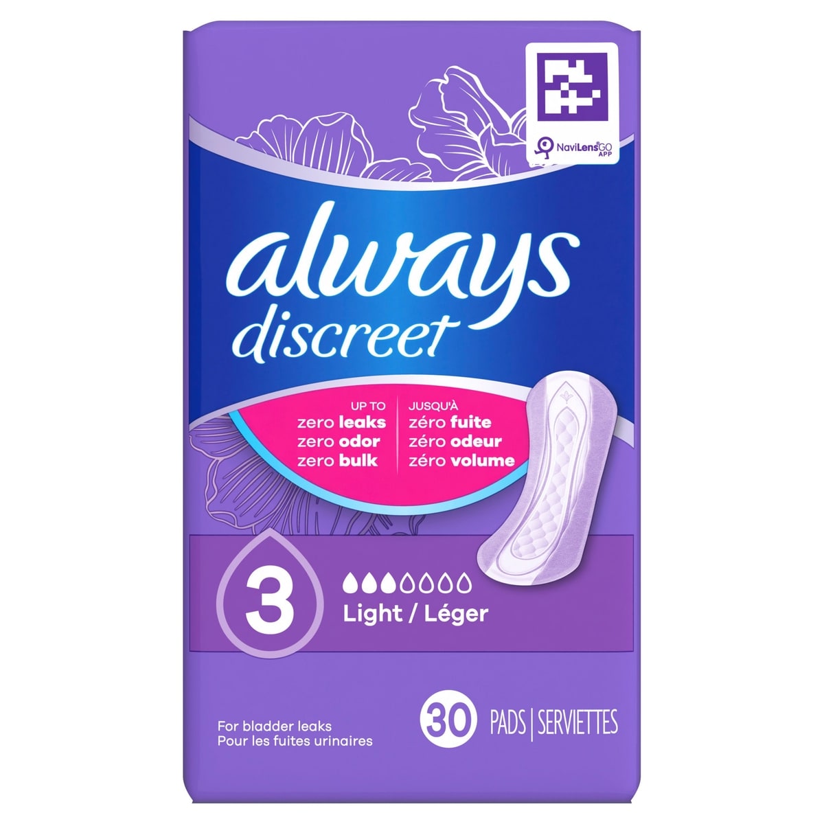 Adult Incontinence Pads for Women, Light Absorbency, Regular Length, Postpartum Pads, 30 CT