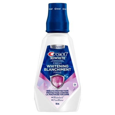 3D White Fresh Whitening Mouthwash/Mouth Rinse, Prevents Surface Stains, Kills Millions of Bad Breath Germs, Alcohol-Free, tic Mint Flavor