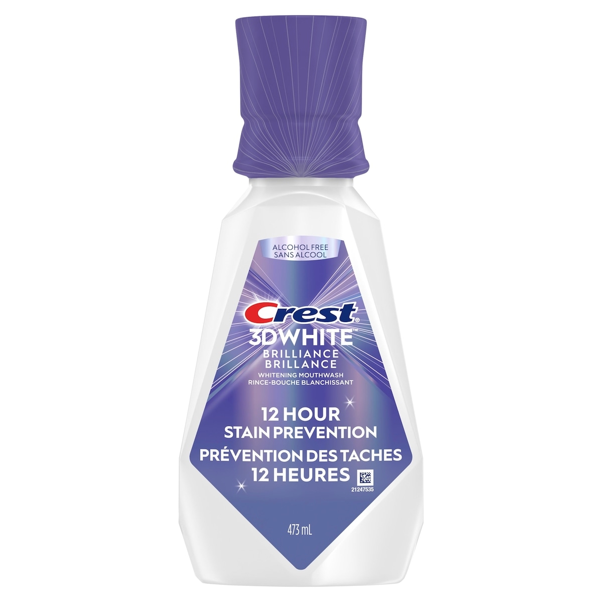 3D White Brilliance Stain Prevention Mouthwash / Rinse- 12-Hour Stain Prevention, Alcohol Free