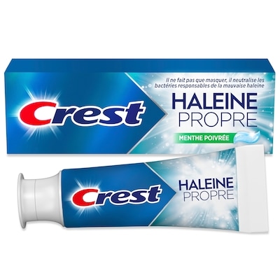 Dentifrice haleine propre Menthe poivrée 100 mL : neutralise la mauvaise haleine, protège contre les bactéries, combat la carie, rafraîchit l’haleine, blanchit en douceur