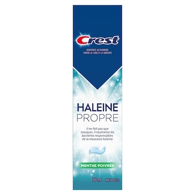 Dentifrice haleine propre Menthe poivrée 100 mL : neutralise la mauvaise haleine, protège contre les bactéries, combat la carie, rafraîchit l’haleine, blanchit en douceur 2