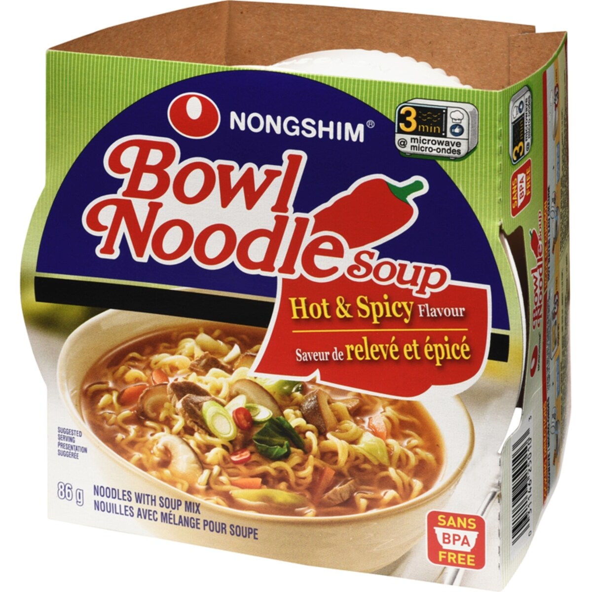 Bowl Noodle Soup nouilles avec mélange pour soupe saveur de relevé et épicé