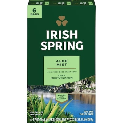 Aloe Mist Deodorant Bar Soap for Men, 104.7 g, 6 Pack