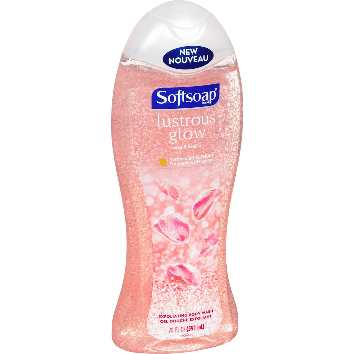 Le Gel Douche Exfoliant Softsoap, Lustrous Glow Rose and Vanilla, 591 mL