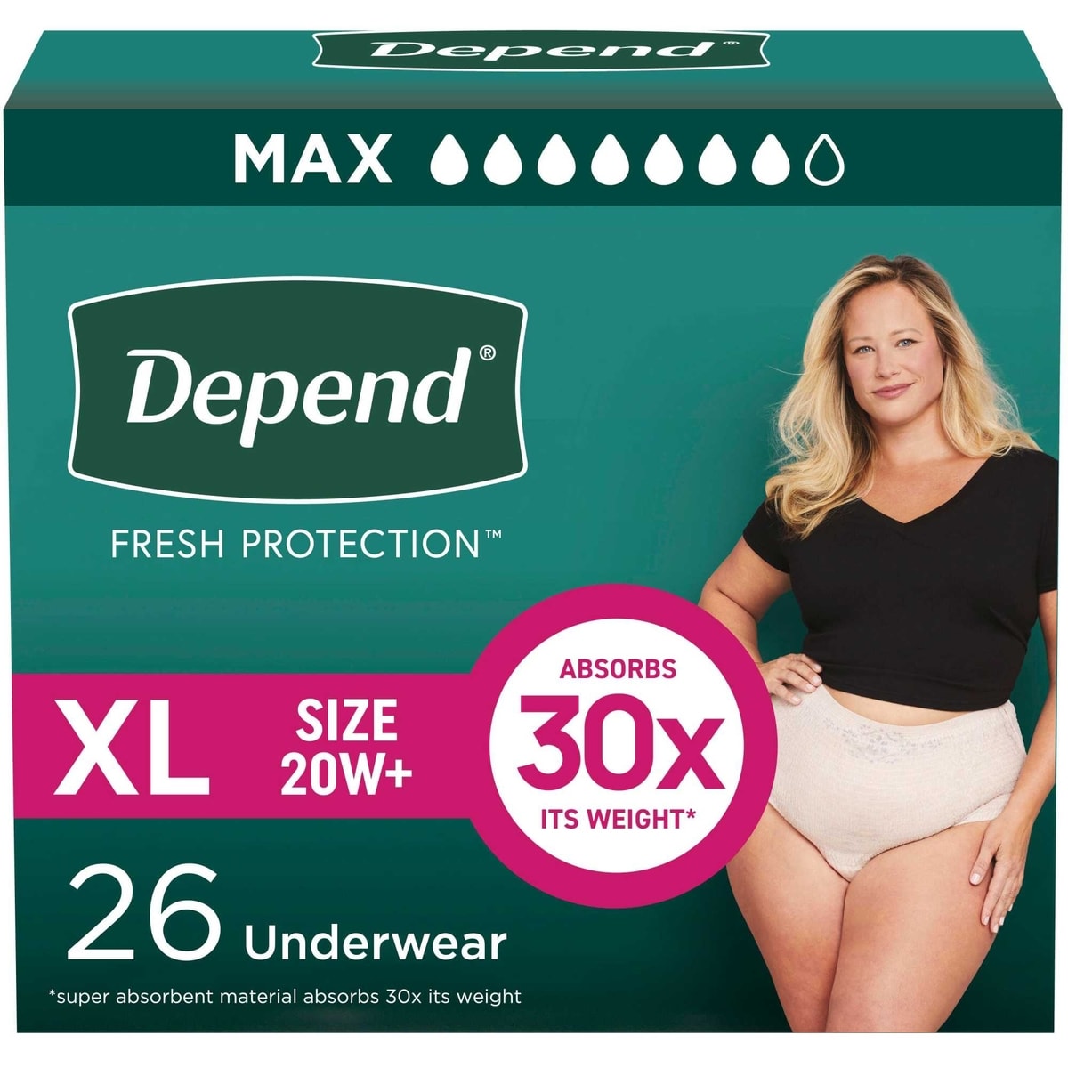 Fresh Protection Adult Incontinence & Postpartum Bladder Leak Underwear for Women, Disposable, Maximum, Large