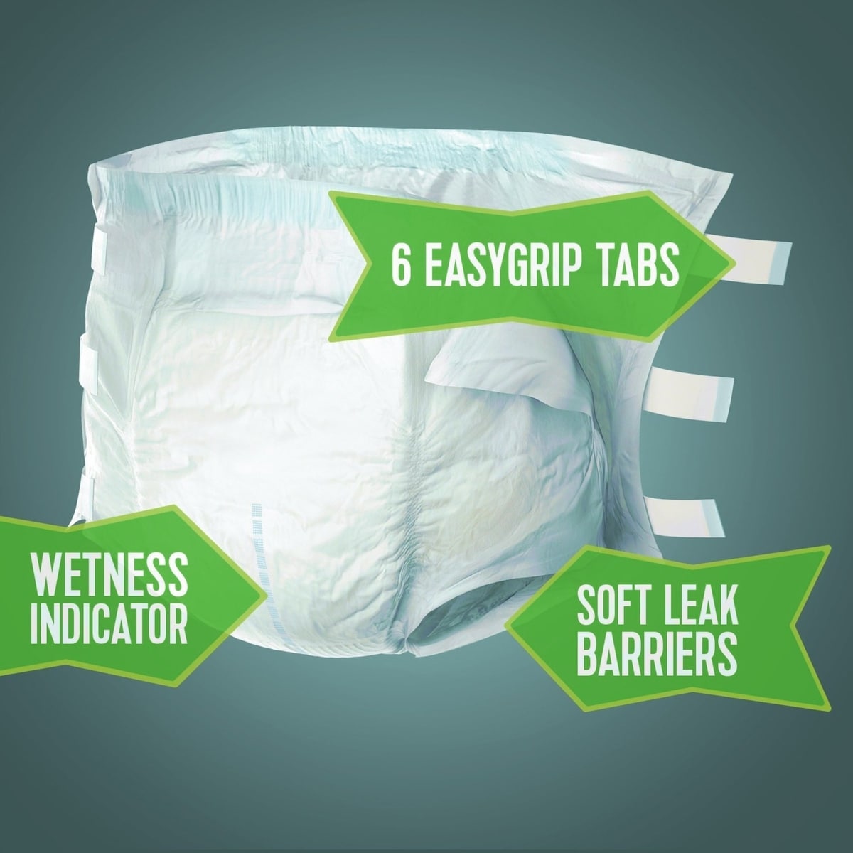 Incontinence Protection with Tabs, Maximum Absorbency, L