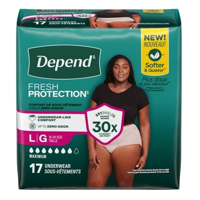 Fresh Protection Adult Incontinence & Postpartum Bladder Leak Underwear for Women, Disposable, Maximum, Large, Blush 2