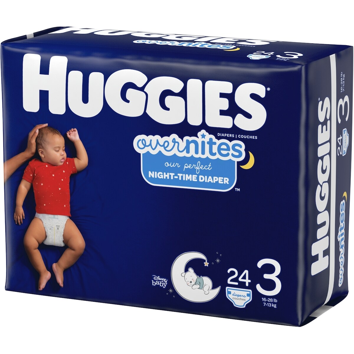 Couches pour bébés Huggies Overnites pour la nuit, taille 3, 24 couches