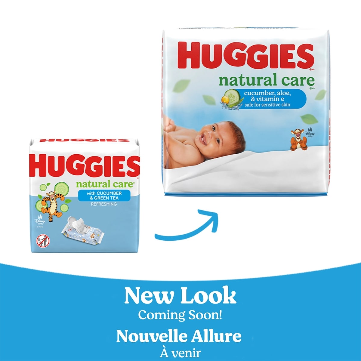 Lingettes rafraîchissantes pour bébés Huggies Natural Care, parfumées, 1 emballage à couvercle rabattable (total de 56 lingettes)